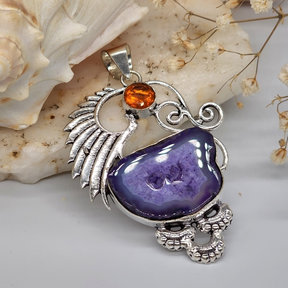 Beautiful Purple Agate StoneSilver Pendant - Picture 3 of 6